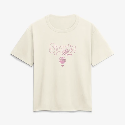 Women's Cream Edmonton Oilers Sports Mom T-Shirt