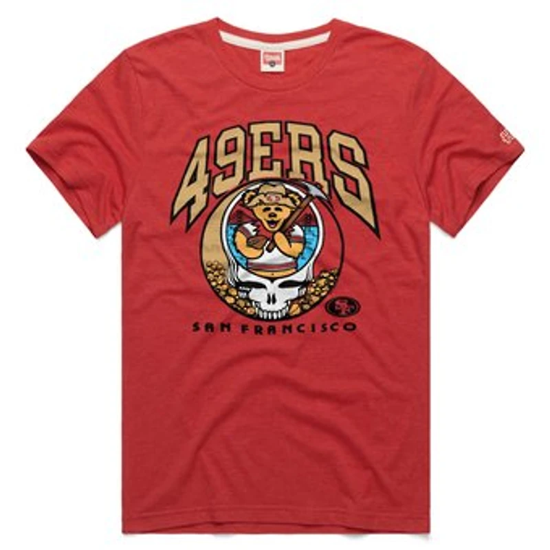Men's Homage  Scarlet San Francisco 49ers NFL x Grateful Dead Tri-Blend T-Shirt