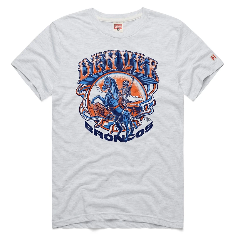 Men's Homage Ash Denver Broncos NFL x Grateful Dead Tri-Blend T-Shirt