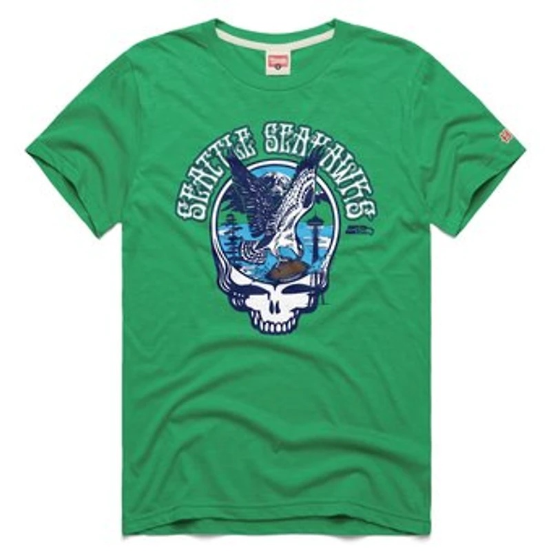 Men's Homage  Neon Green Seattle Seahawks NFL x Grateful Dead Tri-Blend T-Shirt