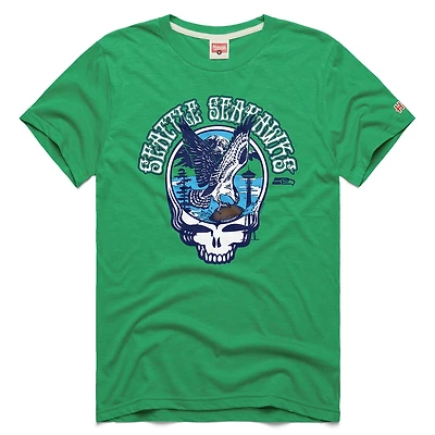 Men's Homage  Neon Green Seattle Seahawks NFL x Grateful Dead Tri-Blend T-Shirt