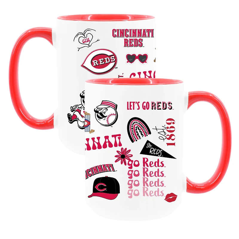 The Memory Company White Cincinnati Reds 15oz Loco Coffee Mug Two-Pack Set