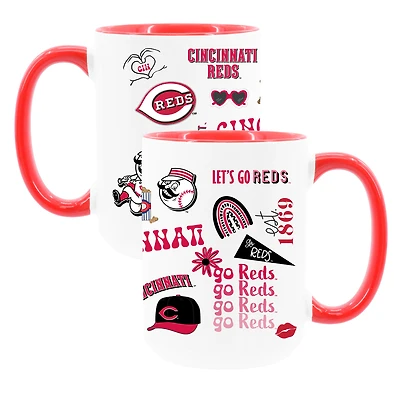 The Memory Company White Cincinnati Reds 15oz Loco Coffee Mug Two-Pack Set
