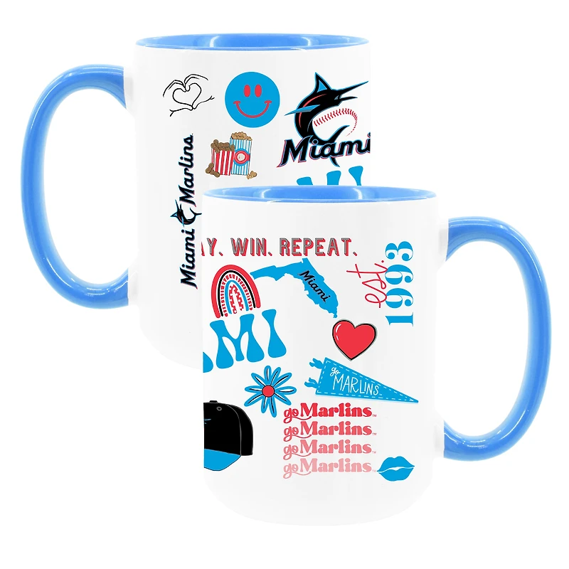 The Memory Company White Miami Marlins 15oz Loco Coffee Mug Two-Pack Set