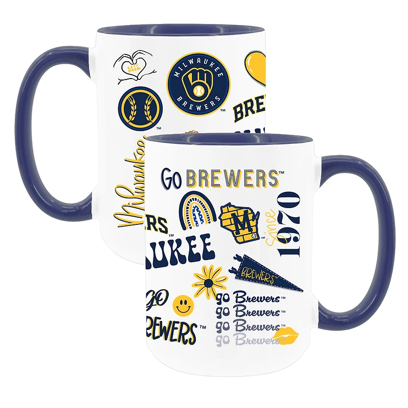 The Memory Company White Milwaukee Brewers 15oz Loco Coffee Mug Two-Pack Set