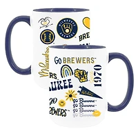 The Memory Company White Milwaukee Brewers 15oz Loco Coffee Mug Two-Pack Set