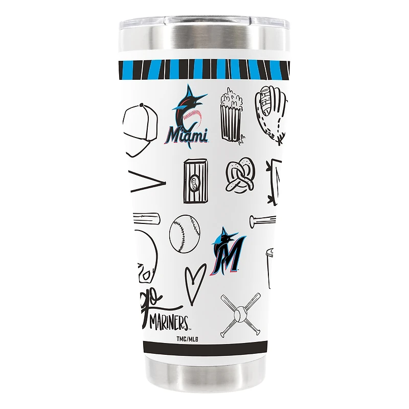 The Memory Company Miami Marlins 30oz Stainless Steel Sketchpad Tumbler