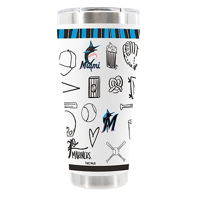 The Memory Company Miami Marlins 30oz Stainless Steel Sketchpad Tumbler