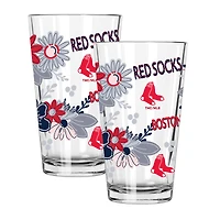 The Memory Company Boston Red Sox Flowers 16oz Pint Glass Two-Piece Set