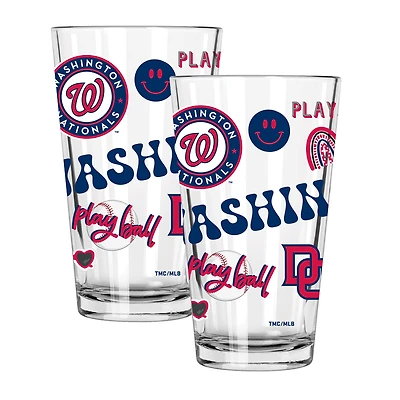 The Memory Company Washington Nationals Loco 16oz Pint Glass Two-Piece Set