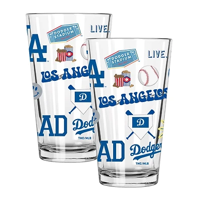 The Memory Company Los Angeles Dodgers Loco 16oz Pint Glass Two-Piece Set