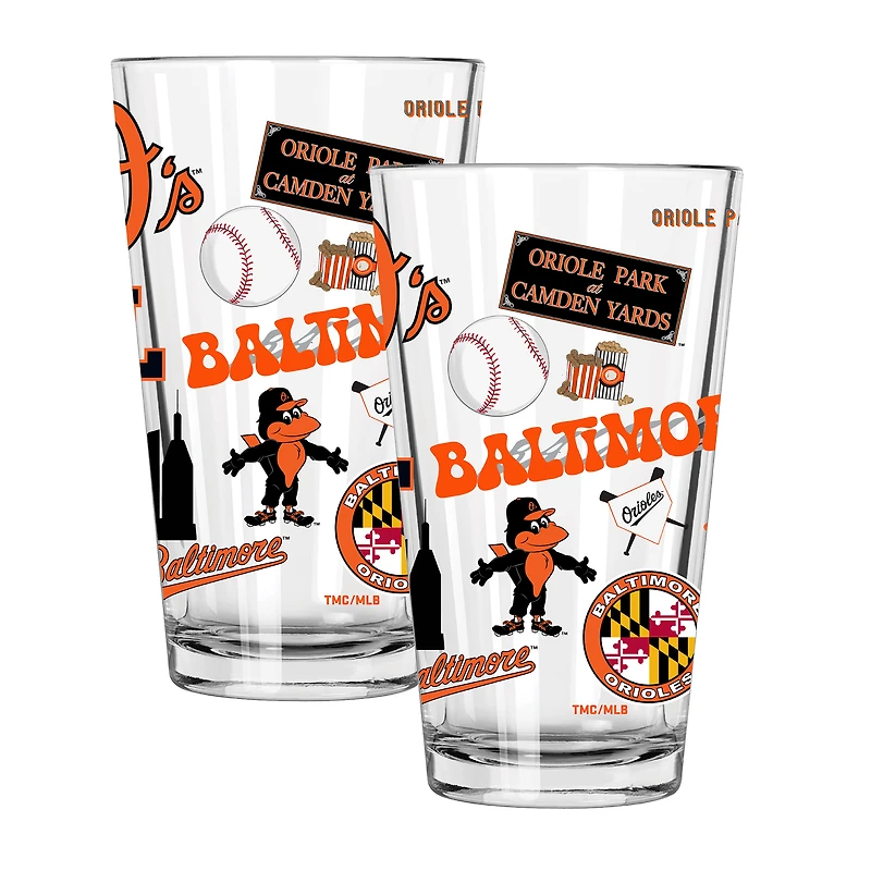 The Memory Company Baltimore Orioles Loco 16oz Pint Glass Two-Piece Set