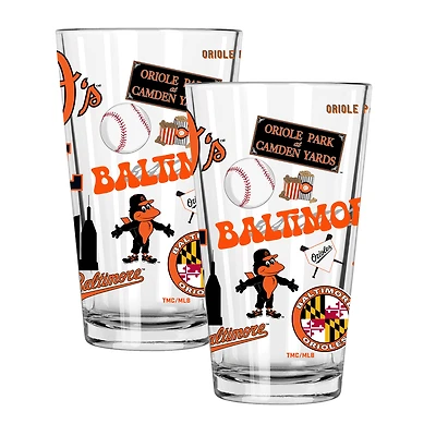 The Memory Company Baltimore Orioles Loco 16oz Pint Glass Two-Piece Set