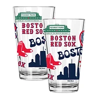 The Memory Company Boston Red Sox Loco 16oz Pint Glass Two-Piece Set