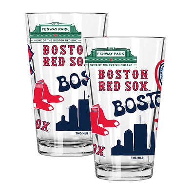 The Memory Company Boston Red Sox Loco 16oz Pint Glass Two-Piece Set