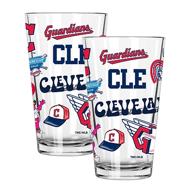 The Memory Company Cleveland Guardians Loco 16oz Pint Glass Two-Piece Set