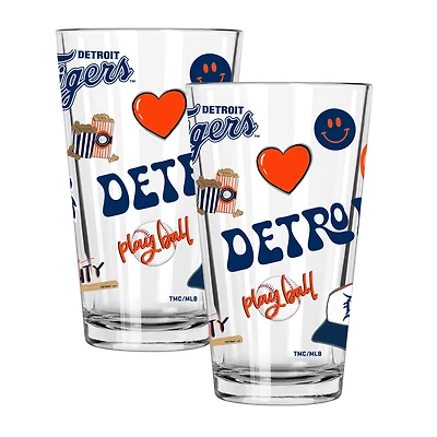 The Memory Company Detroit Tigers Loco 16oz Pint Glass Two-Piece Set