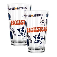 The Memory Company Houston Astros Loco 16oz Pint Glass Two-Piece Set
