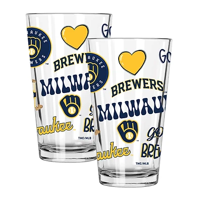 The Memory Company Milwaukee Brewers Loco 16oz Pint Glass Two-Piece Set