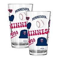 The Memory Company Minnesota Twins Loco 16oz Pint Glass Two-Piece Set