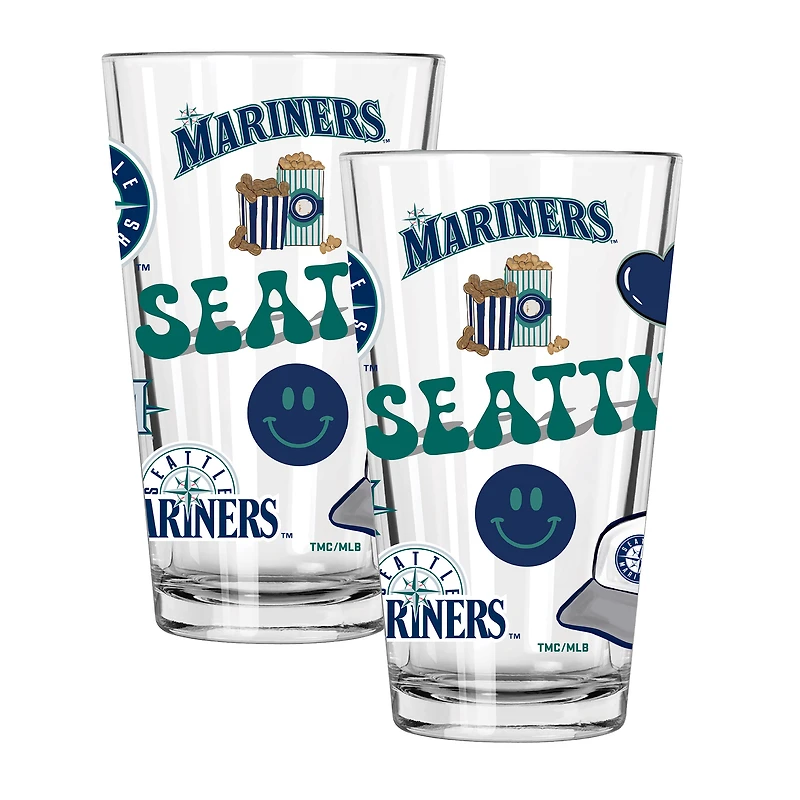 The Memory Company Seattle Mariners Loco 16oz Pint Glass Two-Piece Set
