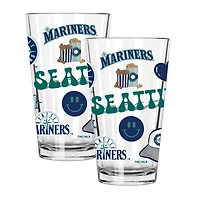 The Memory Company Seattle Mariners Loco 16oz Pint Glass Two-Piece Set