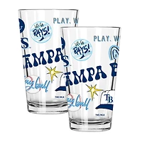 The Memory Company Tampa Bay Rays Loco 16oz Pint Glass Two-Piece Set