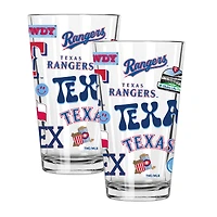 The Memory Company Texas Rangers Loco 16oz Pint Glass Two-Piece Set