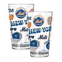 The Memory Company New York Mets Loco 16oz Pint Glass Two-Piece Set