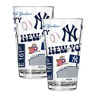 The Memory Company New York Yankees Loco 16oz Pint Glass Two-Piece Set