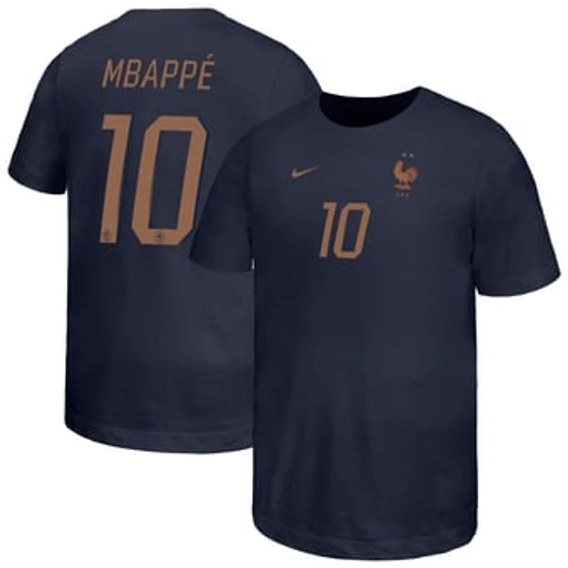 Youth Nike Kylian Mbappé Navy France National Team Name & Number T-Shirt