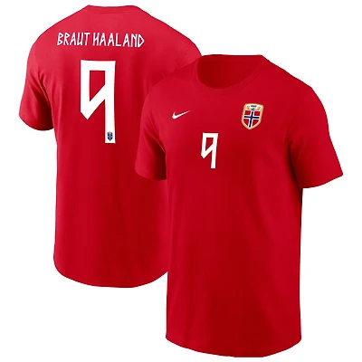 Youth Nike Erling Haaland Red Norway National Team Name & Number T-Shirt