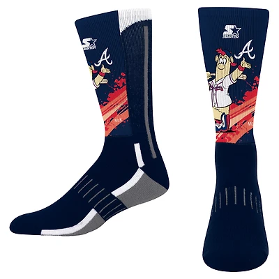 Youth Starter Navy Atlanta Braves Phenom Mascot Color Splash Crew Socks
