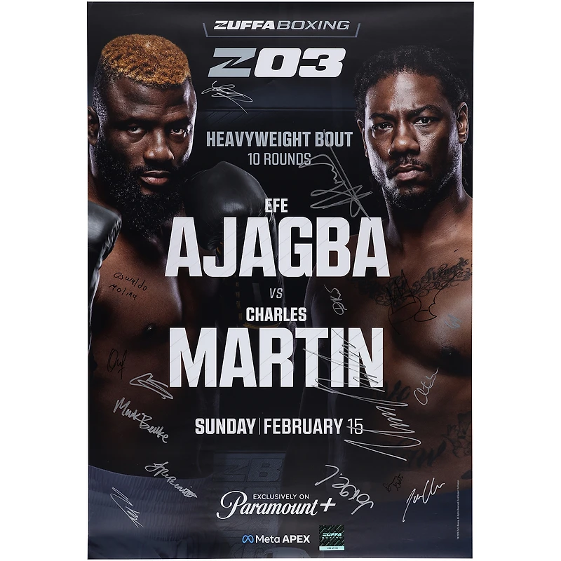 Zuffa Boxing Autographed Fanatics Authentic 27" x 39" Fight Poster with Signatures
