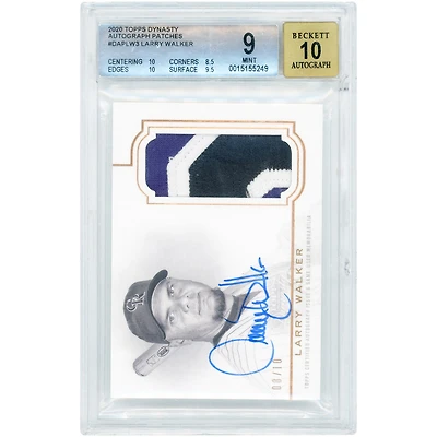 Larry Walker Colorado Rockies Autographed 2020 Topps Dynasty Tri-Color Game-Used Relic #DAP-LW3 #8/10 BGS Authenticated 9/10 Card - 10,8.5,10,9.5 Subgrades
