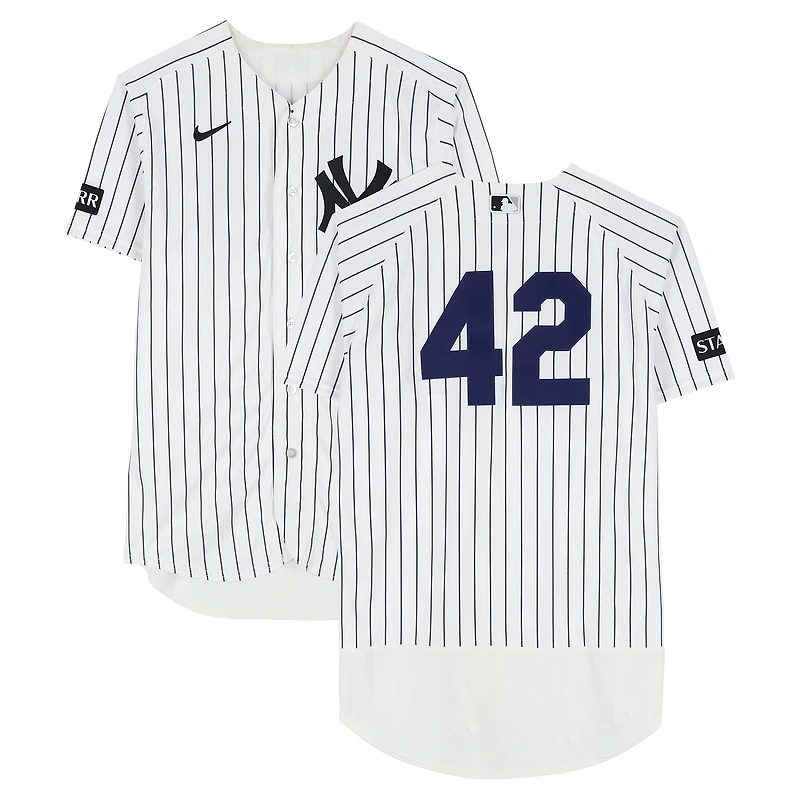 Trent Grisham New York Yankees Game-Used #42 White Pinstripe Jersey vs. Los Angeles Angels on April 15, 2026 - Jackie Robinson Day