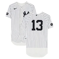 Jazz Chisholm Jr. New York Yankees Player-Worn #13 White Pinstripe Jersey vs. Kansas City Royals on April 19, 2026