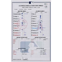 New York Yankees Game-Used Lineup Card vs. Los Angeles Angels on April 14, 2026