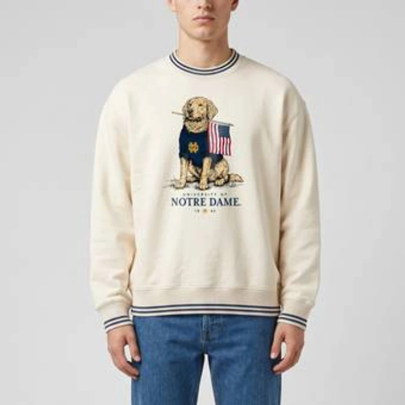 Unisex Uscape Apparel Cream Notre Dame Fighting Irish Americana Good Boy Ribbed Premium Sweatshirt