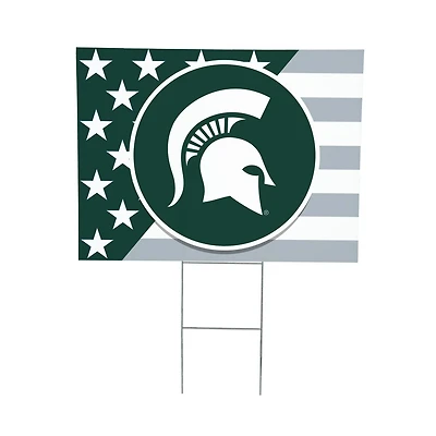 Michigan State Spartans 18" x 24" Patriotic Americana Stars & Stripes Flag Outdoor Yard Sign
