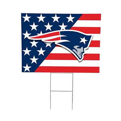 New England Patriots 18" x 24" Patriotic Americana Stars & Stripes Flag Outdoor Yard Sign