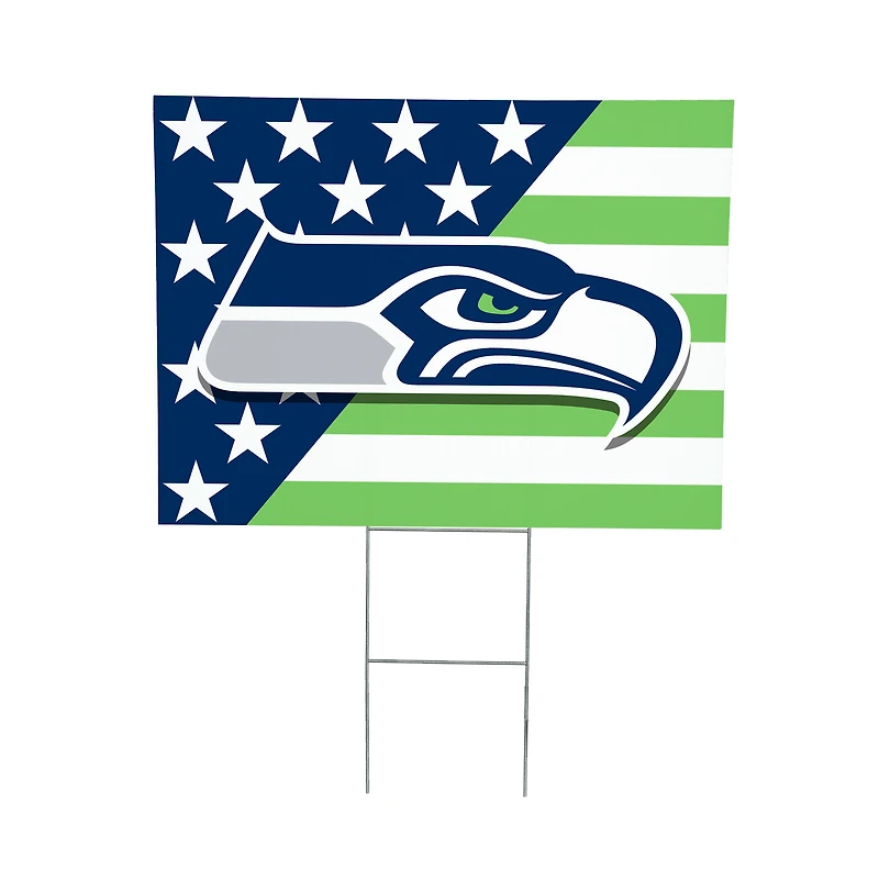 Seattle Seahawks 18" x 24" Patriotic Americana Stars & Stripes Flag Outdoor Yard Sign