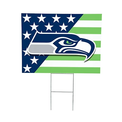 Seattle Seahawks 18" x 24" Patriotic Americana Stars & Stripes Flag Outdoor Yard Sign