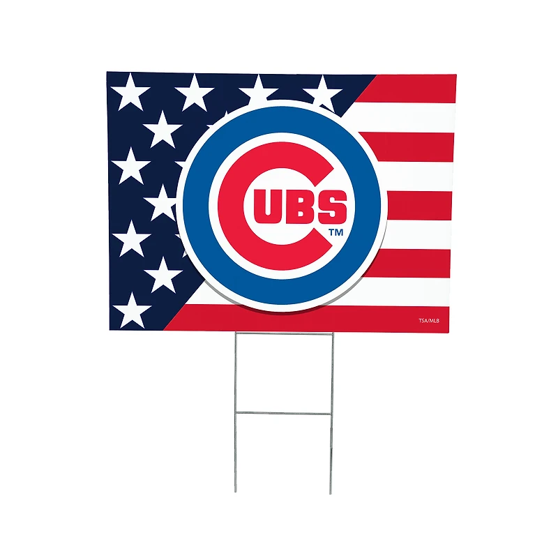 Chicago Cubs 18" x 24" Patriotic Americana Stars & Stripes Flag Outdoor Yard Sign