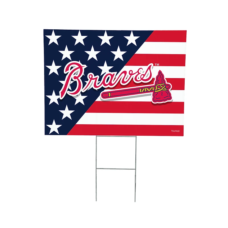 Atlanta Braves 18" x 24" Patriotic Americana Stars & Stripes Flag Outdoor Yard Sign