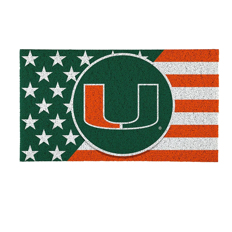Miami Hurricanes 16" x 28" Stars & Stripes Patriotic Turf Mat