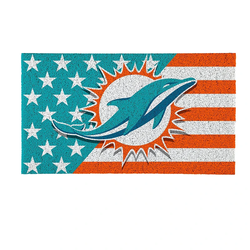 Miami Dolphins 16" x 28" Stars & Stripes Patriotic Turf Mat
