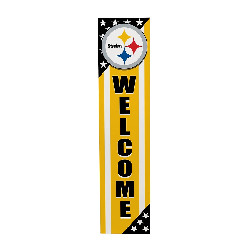 Pittsburgh Steelers 46" x 11" Stars & Stripes Patriotic Porch Leaner Wood Sign