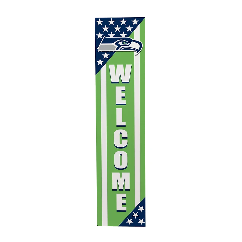 Seattle Seahawks 46" x 11" Stars & Stripes Patriotic Porch Leaner Wood Sign