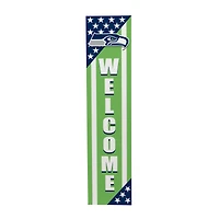 Seattle Seahawks 46" x 11" Stars & Stripes Patriotic Porch Leaner Wood Sign